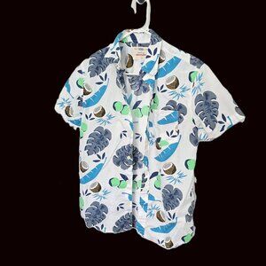 Urban Pipeline Mens Hawaiian Shirt White Blue Tropical Size Small Button Up